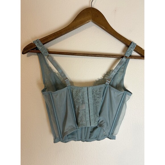 Victoria Secret Dream Angels Unlined Lace-Up Corset Top Light Teal Size Medium - Picture 3 of 5